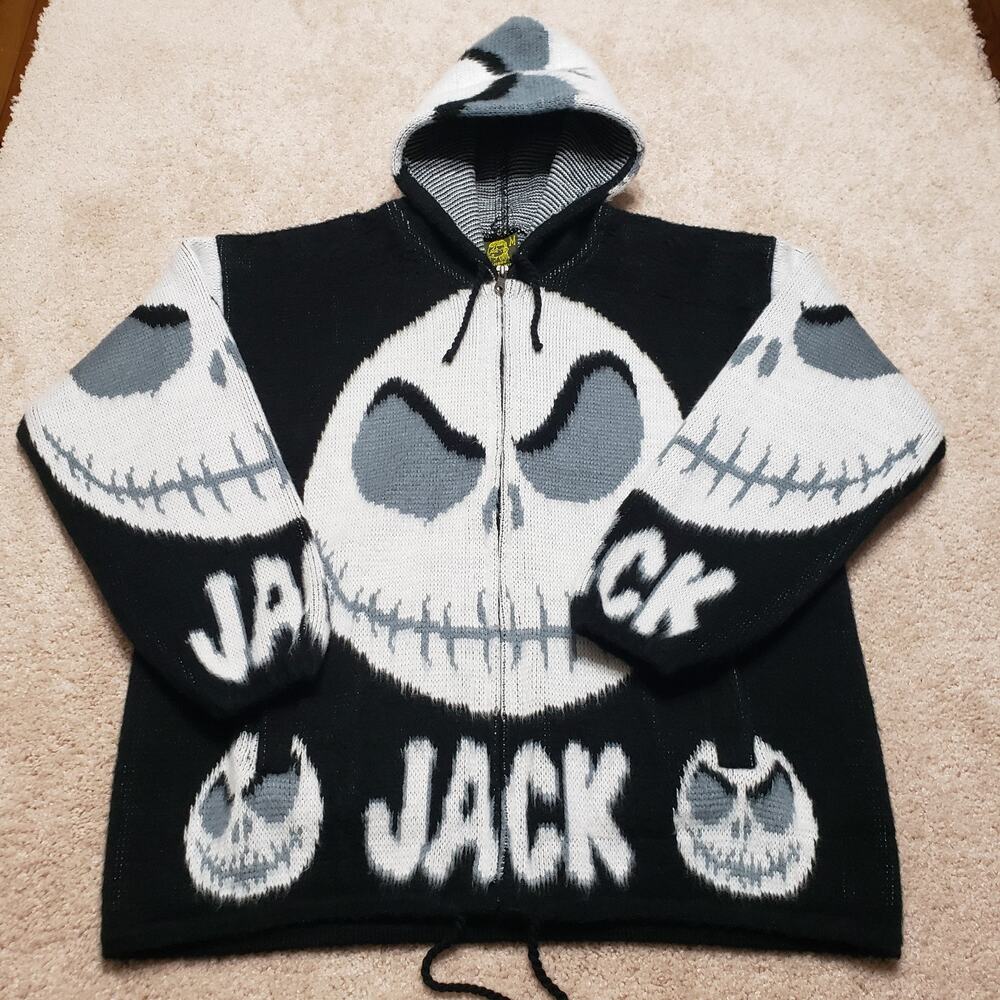 Vintage Y2K Tejidos Ruminahui Sweater Mens Medium Jack Skellington Wool Hoodie